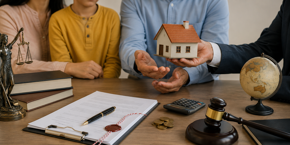 Property owner gifting real estate to a family member in India with gift deed documents, registration process, legal paperwork, and NRI property transfer guidance. 